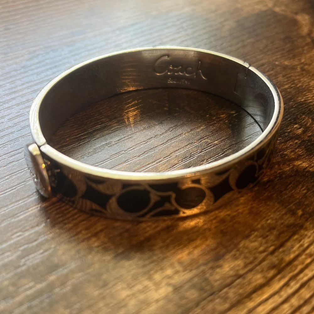 Coach Signature C Black Bangle Bracelet